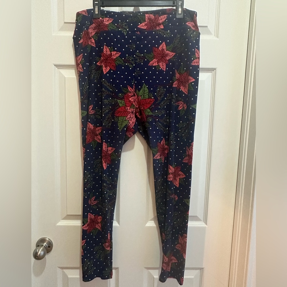 LuLaRoe Christmas Poinsettias Women's Leggings